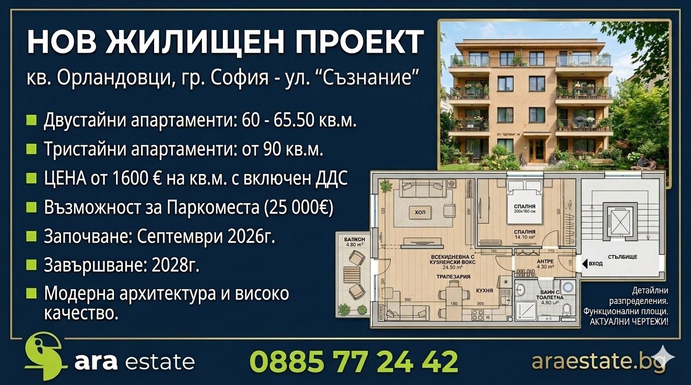 2-стаен - София, Орландовци - 0